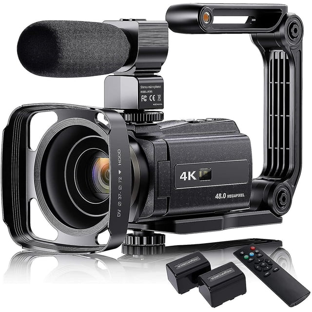 Videocámara 4K con micrófono Vafoton 48 MP para Youtube con zoom de 16x KEWITY Pantalla táctil 3.0 Visión nocturna