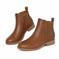 thumbnail image 4 of Rexoro Girls Ankle Boots Star Perforated Round Toe Low Heel Short Booties with Side Zipper for Toddler Little Kid Big Kid School Daily Wear, 4 of 7
