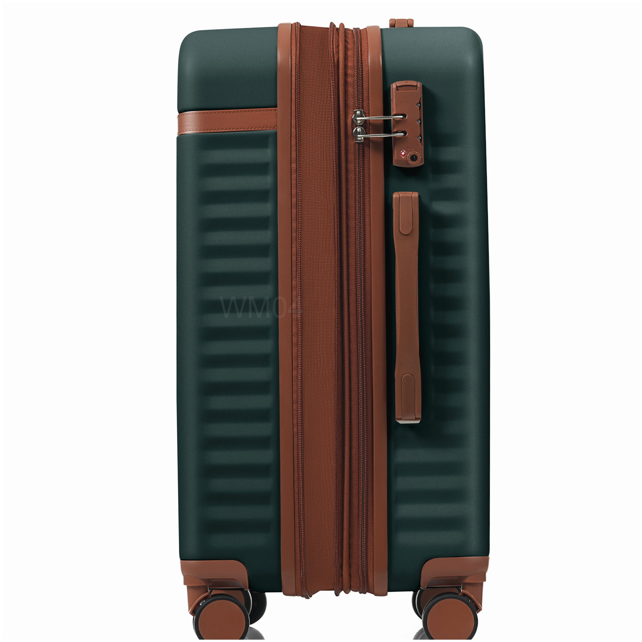 MANGIJOY Airline Approved Carry-On Luggage with USB Port - 3 Piece Hardshell Spinner Set in Dark Green, Front Opening, ABS Material, TSA Lock