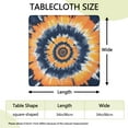 thumbnail image 2 of Orange Blue Tie Dye Mandala Pattern Square Fitted Tablecloth with Elastic Edge,Square Table Cover,Washable Elastic Table Cover for Home Kitchen Party Decor 34"x34", 2 of 6