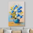 thumbnail image 2 of Canvas Print Wall Art Textured Paint Effect Blue Carnations & White Daisies Floral Plants Illustrations Modern Art Chic Closeup Colorful Multicolor for Living Room, Bedroom, Office - 12"x18", 2 of 5