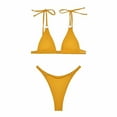 thumbnail image 2 of WREESH Womens String Bikini Sets Solid Color Swimwear Two-Piece Slim Swimsuit Bikini Straped Swimsuits Beach Bathing Suit Yellow, 2 of 6