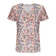 thumbnail image 7 of ClodeEU Women's V-Neck Printed Short Sleeve Shirt with Button ,Casual Trendy Tunic Blouse Pink,Womens Plus M, 7 of 7