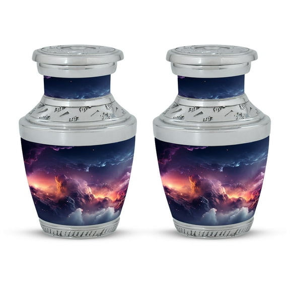 Celestial Mountains Twilight Tribute - Mini Urn for Human Ashes - Dusk of Memories, Dawn of Solace - Funeral Urns For Human Ashes - Memorial Urns 3 Inch, Set Of 2