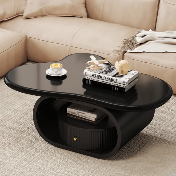 39" Cloud Coffee Table  with Drawer, Storage (Black)
