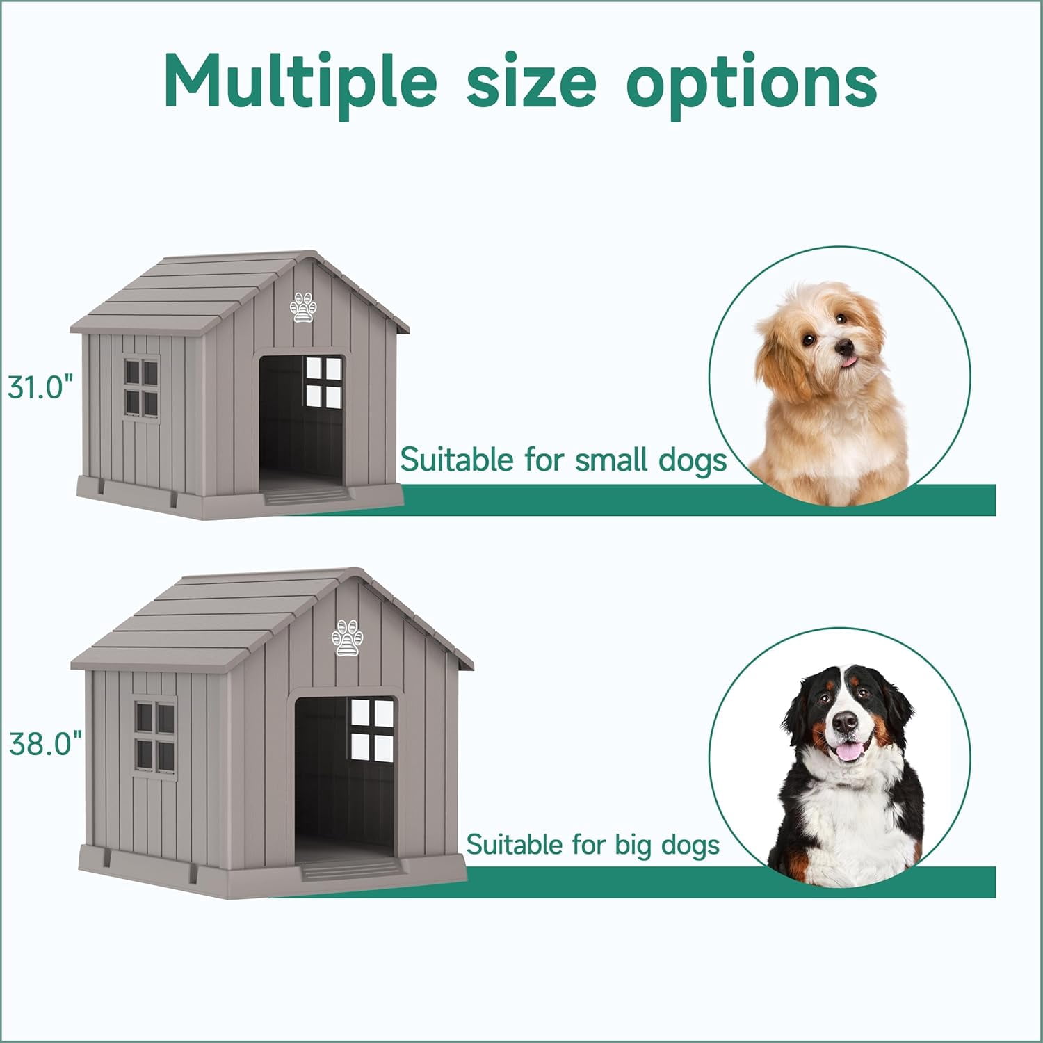 31" Dog House Kennel Indoor Outdoor,Peaked Deck Doghouse,Keep Your Dog Dry & Cozy(Grey 31.18 * 33.7 * 32.52inch)