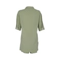 thumbnail image 4 of Bermudas Camisa de manga 3/4 para mujer, pantalones cortos con cordón, trajes de dama con botones (verde M) Cgtredaw Verde T M para Mujer, 4 of 9