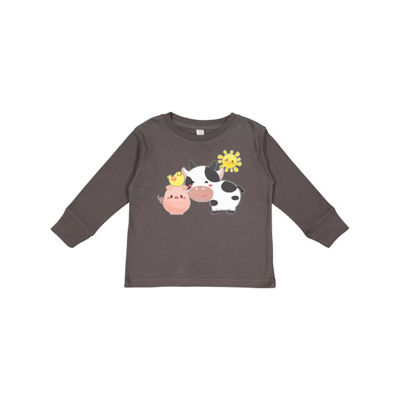 Inktastic Fun Farm Animals Cow, Pig, Chick Boys or Girls Long Sleeve Toddler T-Shirt
