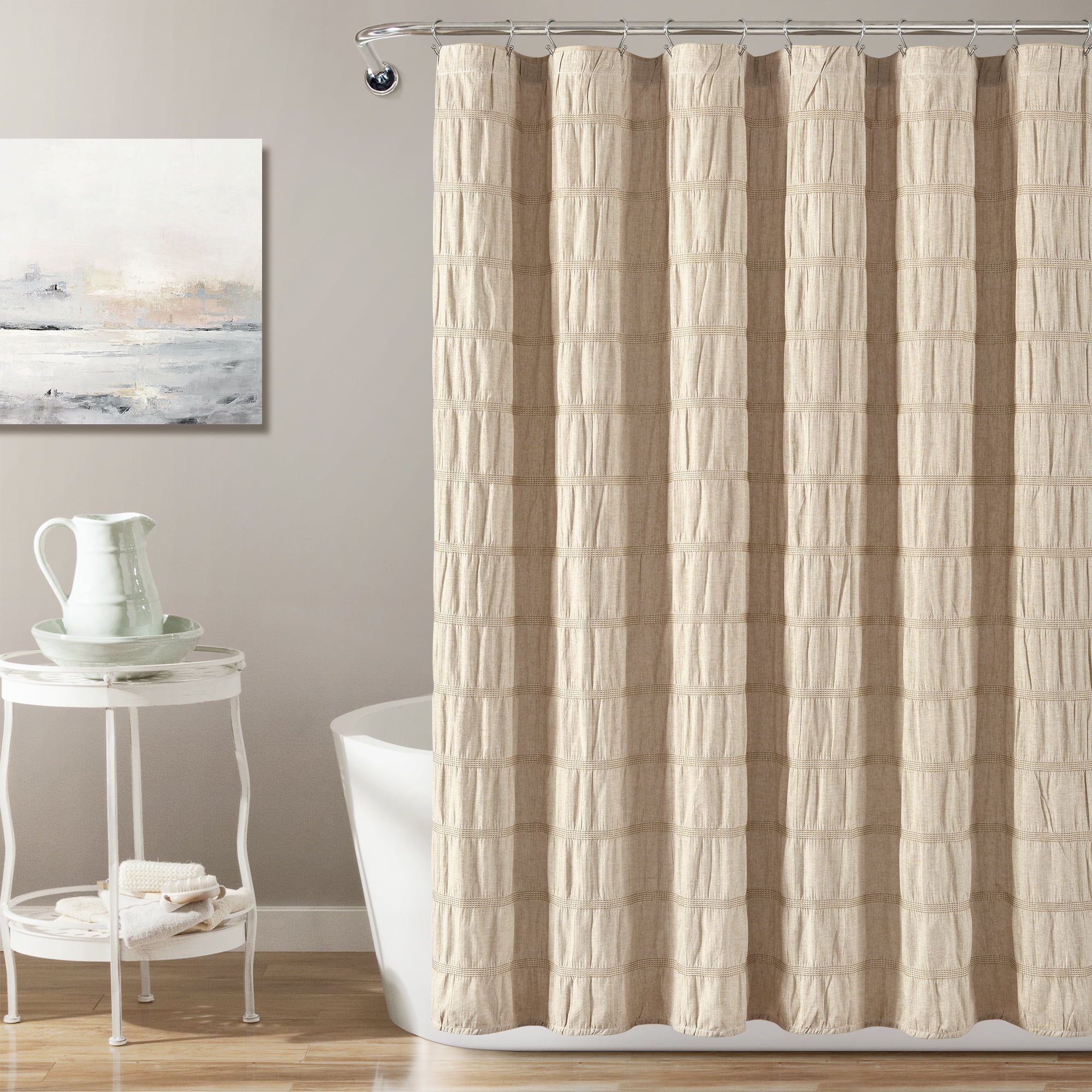 Waffle Stripe Woven Cotton Shower Curtain Taupe Single 72X72 - Walmart ...