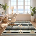 thumbnail image 3 of Design&I 4'x6' Ultra Soft Area Rug, Stripe With Maritime Anchor And Island Theme Accents Nautical Flowing Dynamic None Fluffy Washable Non Shedding for Bedroom Living Room Home Office, 3 of 7