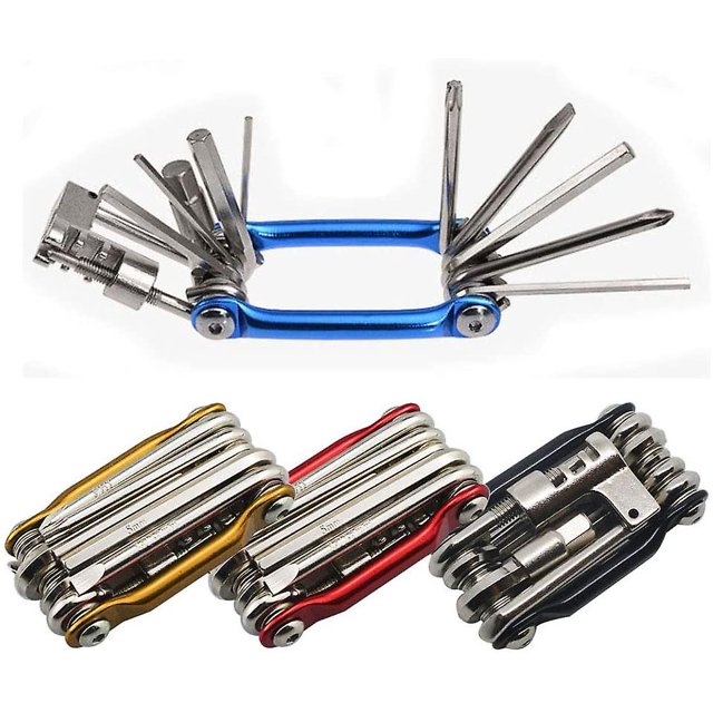 Herramienta de reparación de bicicletas plegable portátil multifuncional 11 en 1, herramienta de reparación de bicicletas