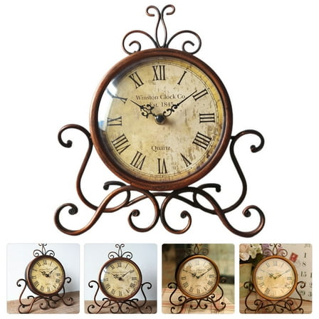 PENIKOKO 1-Pack Vintage Desk Clock Decorative Tabletop Mantel Clock for Living Room Office Home Decor