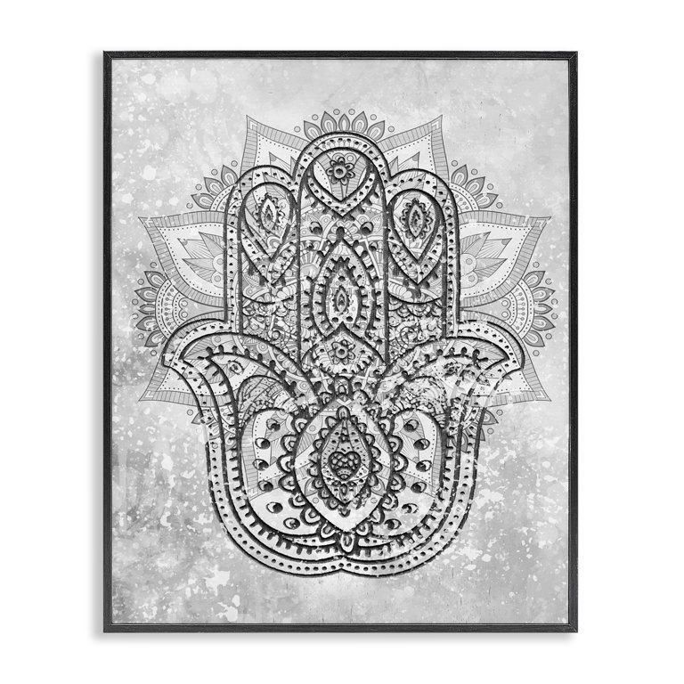 Stupell Eclectic Hamsa Hand Intricate Pattern Framed Art, 11x14 photo 1
