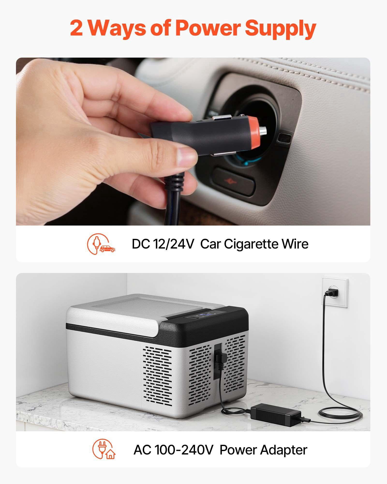 12 Volt 10 Quart Portable Mini Freezer Cooler APP Control 4 to 68 Degrees F Car Compressor Fridge 12V 24V DC 110 220V AC for Camping Road Trip Travel Outdoor Home