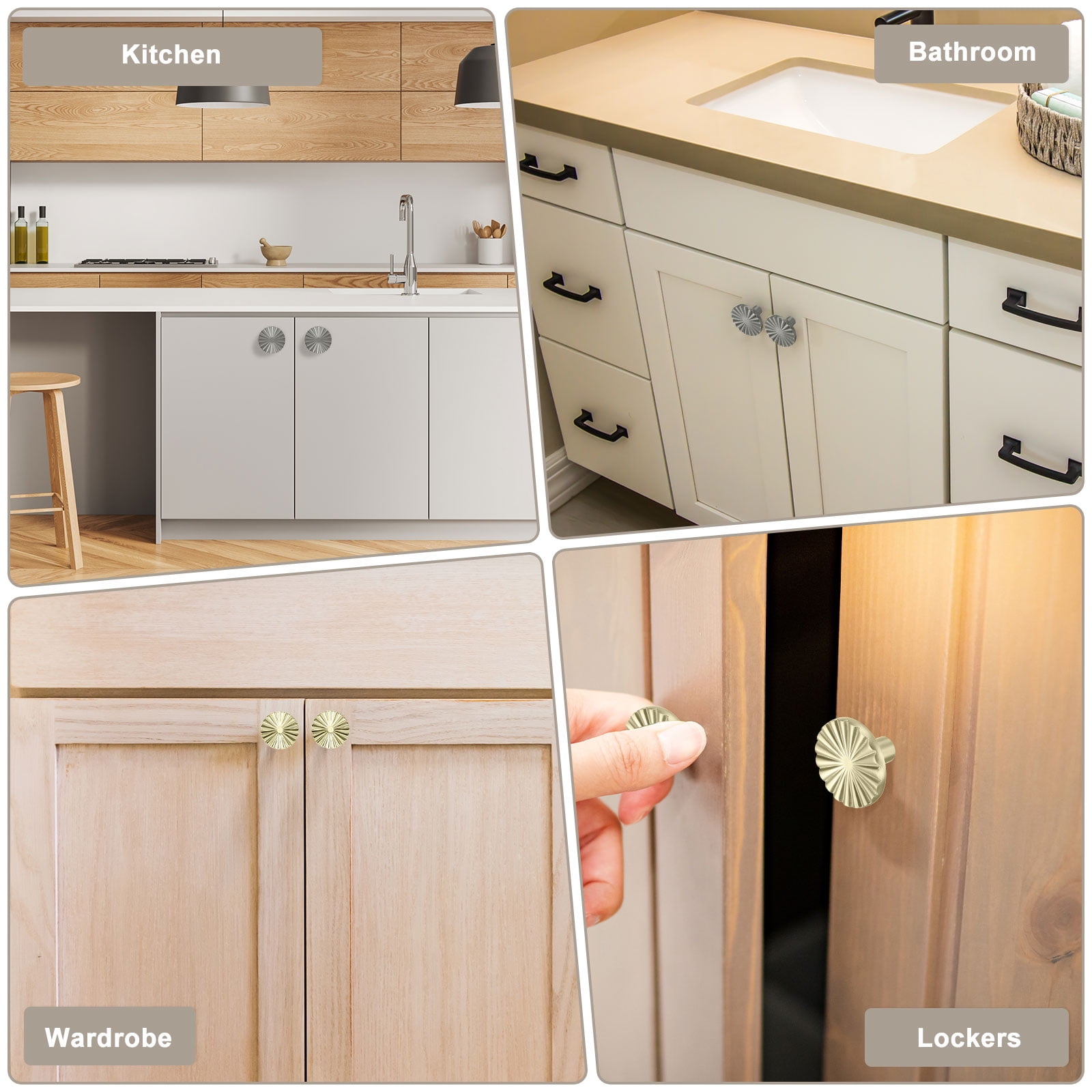 Uxcell 10-Pack Bright Gold Cabinet Knobs, 1.46" Kitchen Cabinet Pulls Zinc Alloy Round Cupboard Drawers Hardware