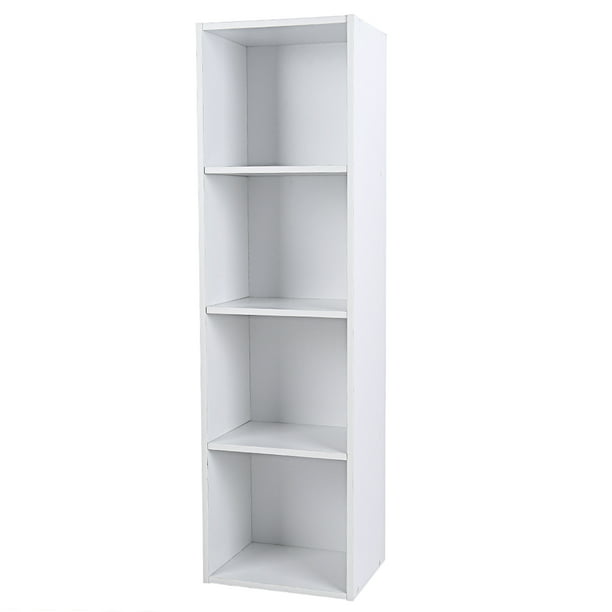 Hurrise Wooden Bookcase Narrow 4 Tiers, Narrow Deep Bookcase