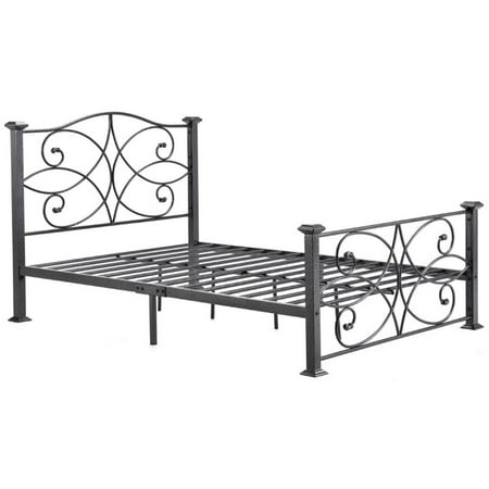 - Pemberly Row Queen Metal Platform Bed in Black and Silver