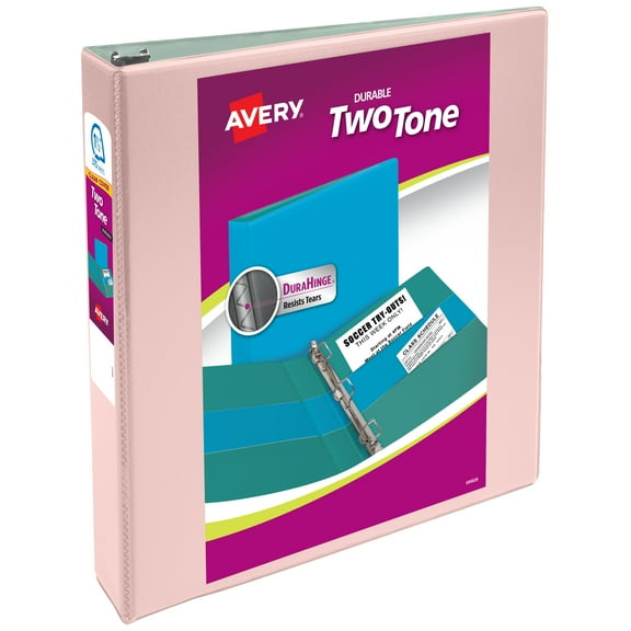 Avery Two-Tone 3 Ring Binder, 1.5 inch Rings, Blush/Sage (17234)