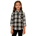 thumbnail image 2 of UACY Girls Long Sleeve Flannel Shirt Kids Buffalo Plaid Button Down Shirt Casual Cute Flannel Blouse Tops (White, 9-10 Years), 2 of 9