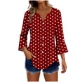 thumbnail image 2 of Kezqiaxn Blouses for Women Dressy Casual 3/4 Sleeve Loose Button Down Shirts V-Neck Summer Tops Fashion Clothing, 2 of 7
