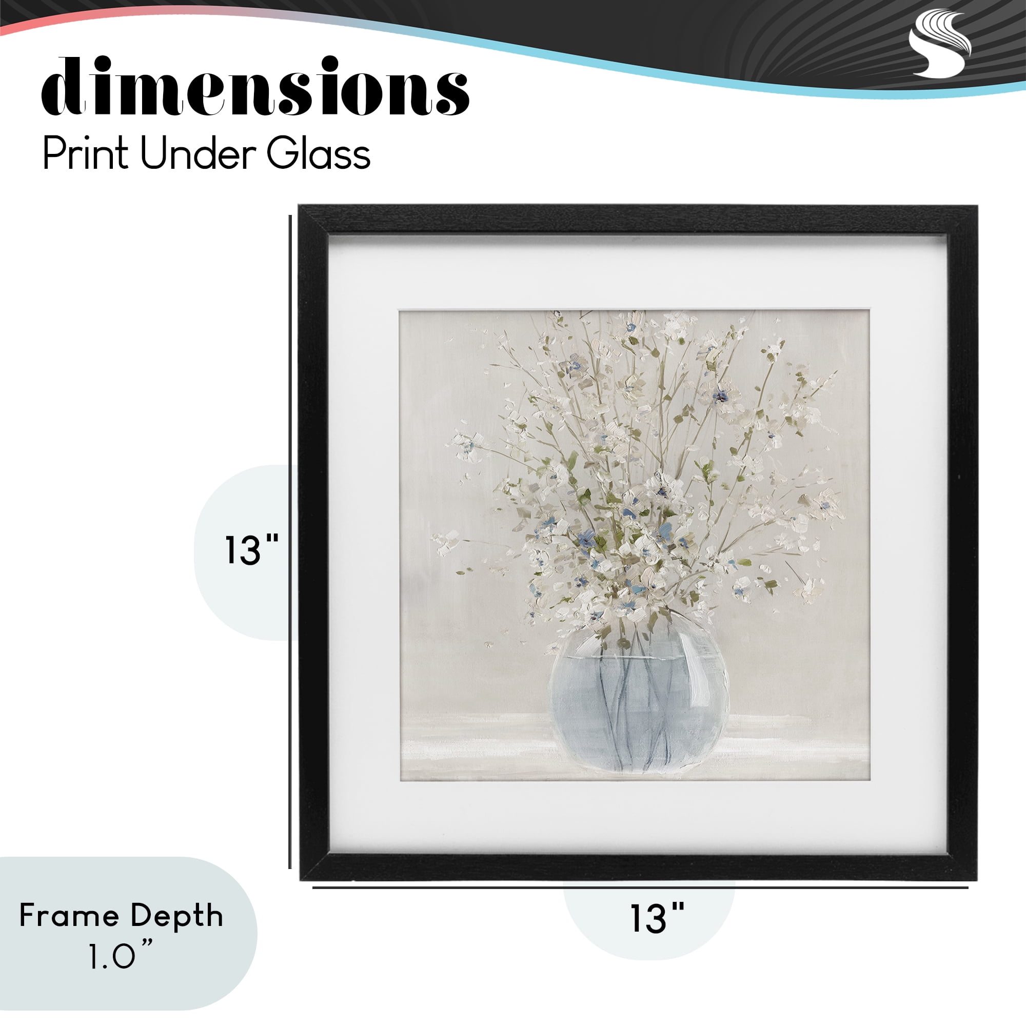 Stupell Industries Serene Glass Vase Bouquet Black Framed Print Under Glass, design by Carol Robinson