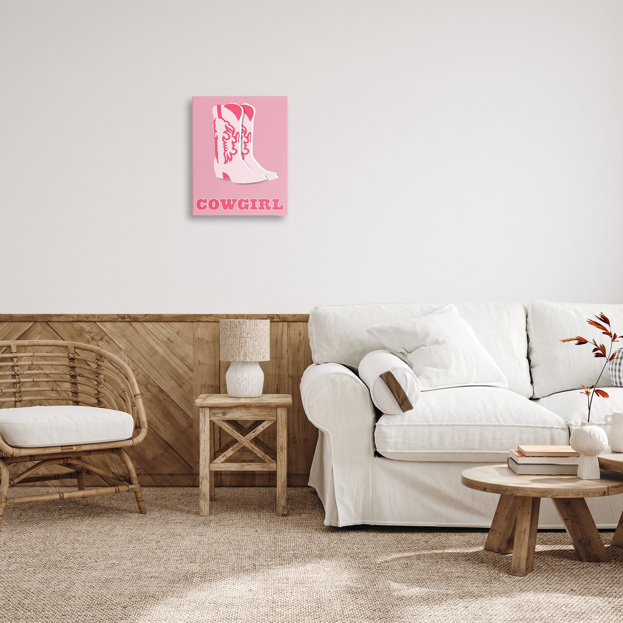 Stupell Industries Pastel Blush Cowgirl Boots Beauty & Fashion Painting Gallery Wrapped Canvas Art Print Wall Art, 16 x 20