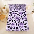 thumbnail image 5 of Manfei Purple Bow Bed Sheets,Cheetah Animal Print Full Size Sheets,4pcs,1 Flat Sheet,1 Fitted Sheet and 2 Pillowcases, 5 of 6