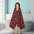 thumbnail image 6 of Red Christmas Plaid and Snowflake Pattern Hooded Bath Towel，50"x30" for Ages 3 To 12 Kids, Quick Dry Lightweight Soft Microfiber Hood Beach Towel Cover Up for Kids, 6 of 7