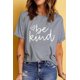 thumbnail image 1 of ABPHQTO Camiseta de manga corta con cuello redondo y estampado en forma de corazón gris Be Kind para mujer, 1 of 5