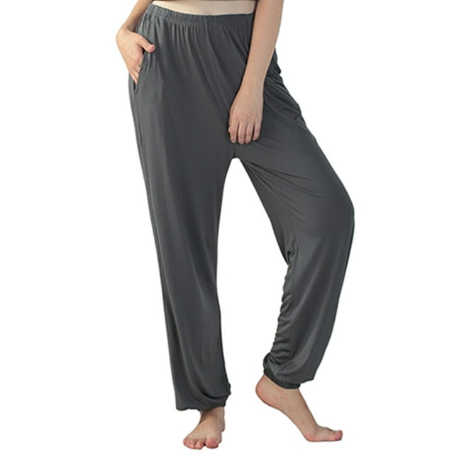 LUXUR Ladies Straight Leg Bottoms Tummy Control Sport Trousers Gray Green 7XL