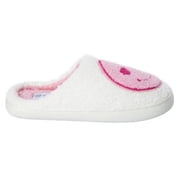 Smiley Face Slipper Pink & White Retro Vibe Size 9/10 Comfy Cute Holiday Gift