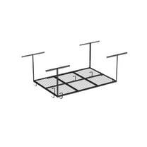 OHK Series 36 in. W x 72 in. D x 22-40 in. H Black Ceiling Mounted Overhead Garage Storage Rack with Accessory Hooks