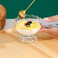 thumbnail image 4 of Cateissary Hermosos cuencos de cristal para helado con detalle de borde de loto, forma alta de flor para helado con borde de loto Teteras, 4 of 6