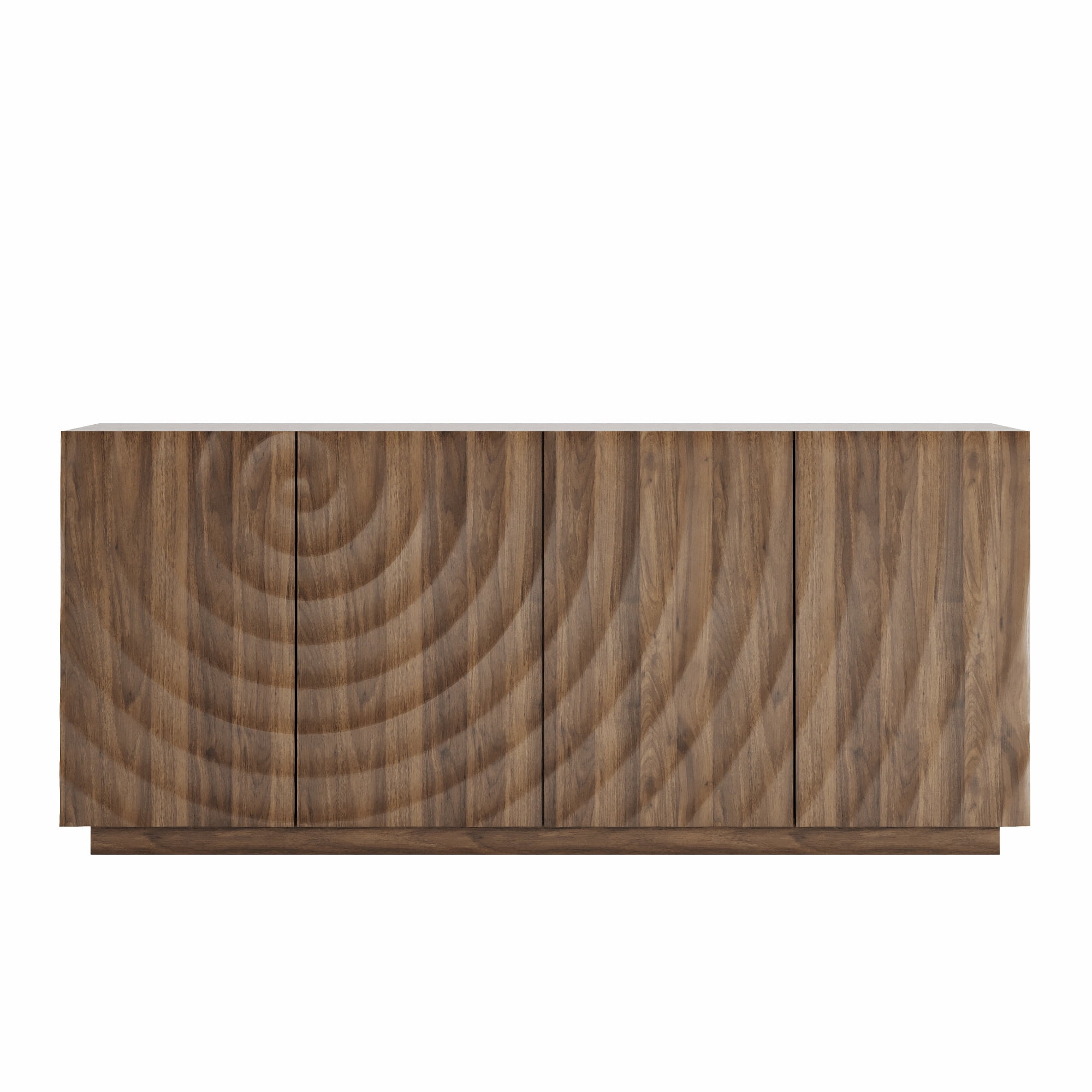 Leumius 59" Wide Modern Buffet Cabinet with 4 Storage Doors, Freestanding Luxury Sideboard Cabinet with Anti-Toppling Device, Accent Storage Buffet for Kitchen, Living Room Walnut
