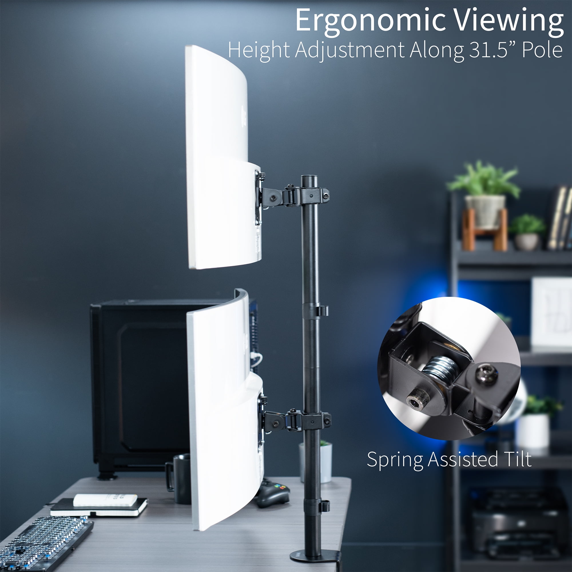 VIVO Dual Ultrawide Monitor Desk Mount, Adjustable Stand for 2 Screens up to 45"