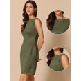 thumbnail image 2 of DARING DIVA Faux Suede Boat Neck Sleeveless Sheath Dress L Army Green, 2 of 6