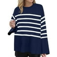 thumbnail image 1 of LOVZFMLL Chandails pour Femmes, Chandail à Col Rond Côtelé à Rayures Mode Décontracté Quotidien Doux Ample Manches Longues Hauts Chauds Automne Hiver Vêtements, 1 of 9