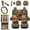 Baby Highland Cow Tribal, variant on Uorisanigo Forest Print Car Seat Cover Full Set of 18 Pack with Steering Wheel Cover Shoulder Strap Protector Center Console Pad Headrest Covers Shift Knob Cover Car Coasters Key Chains