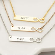 Infinity Necklace Couple - Couples Gift Personalzied - 2 Initial Necklace - Custom Initial Necklace for 2 Names - Infinity Bar Necklace