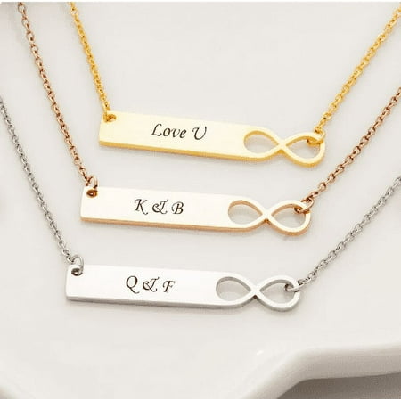 Infinity Necklace Couple - Couples Gift Personalzied - 2 Initial Necklace - Custom Initial Necklace for 2 Names - Infinity Bar Necklace