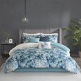 thumbnail image 1 of Madison Park Enza 7 Piece Cotton Printed Comforter Set Teal Cal King, 1 of 4