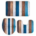 thumbnail image 2 of Vintage Wood Bathroom Rugs Set Retro Country Farmhouse Blue Brown White Wood Grain Non Slip Absorbent Soft Bath Mats 3 Piece Set with Bathroom Rug, U-Shaped Floor Mat, Toilet Seat Cover Small Size, 2 of 9