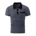 thumbnail image 4 of Golf Shirts for Men Color Block Pollover Men's Polo Shirts Short Sleeve Heathy Moisture Wicking Casual Collared Shirts Button Down with Pockets Polo T Shirts for Men, 4 of 5
