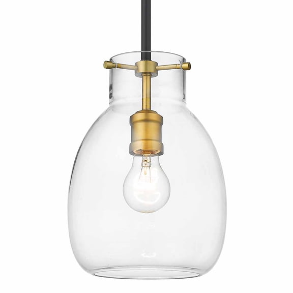 1 Light Mini Pendant Frame Finish Matte Black   Olde Brass