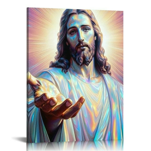 Vintage Jesus Give Me Hand Canvas Wall Art Print , Christian Jesus Canvas Print Posters Wall Decor, Religious Christian Gifts Wall Art Home Decor for Church Living Room Dining Room Decor Framed