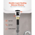 thumbnail image 5 of KFFKFF Bathroom Sink Drain with Overflow, Brass and Stainless Steel Pop-Up Design, Anti-Clogging Strainer with Metal Hair Catcher, Compatible with Vessel Sinks Featuring Overflow Holes, 5 of 9