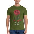 thumbnail image 3 of Aesthetic Rose Flowers Stay Weird Men'S Basic Short Sleeve T-Shirt Moss Green 5x-Large, 3 of 5