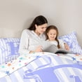 thumbnail image 4 of spefrowx Coquette Letter E Print Full Size Bedding Sets for Girls, Stripe Bowknot Monogrammed Full Size Bed in a Bag, Stars Reversible, 7pcs, 4 of 6