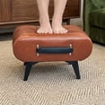 thumbnail image 5 of Leumius Faux Leather Ottoman with Hidden Storage Space,Modern Foot Stool with Handle and Metal Legs for Living Room Bedroom,Orange, 5 of 10