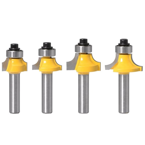 4Pcs 8mm Shank Roundover Router Bit Set-Woodworking Milling Cutter for Edge Rounding and Chamfering